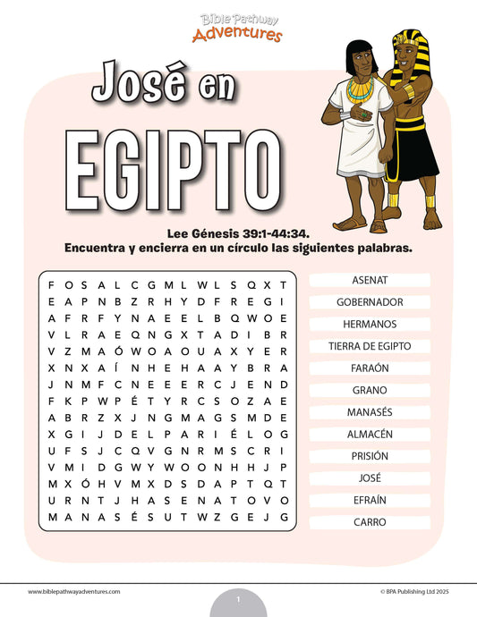 Sopa de letras de José en Egipto