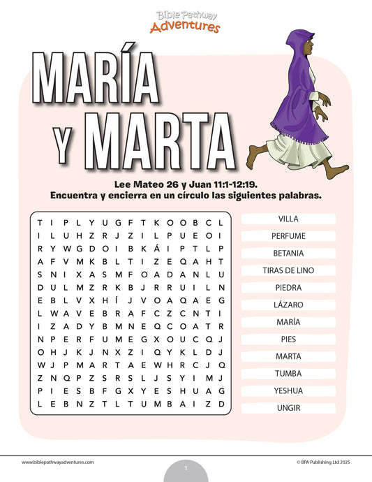 Sopa de letras de María y Marta