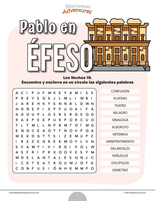 Sopa de letras de Pablo en Éfeso