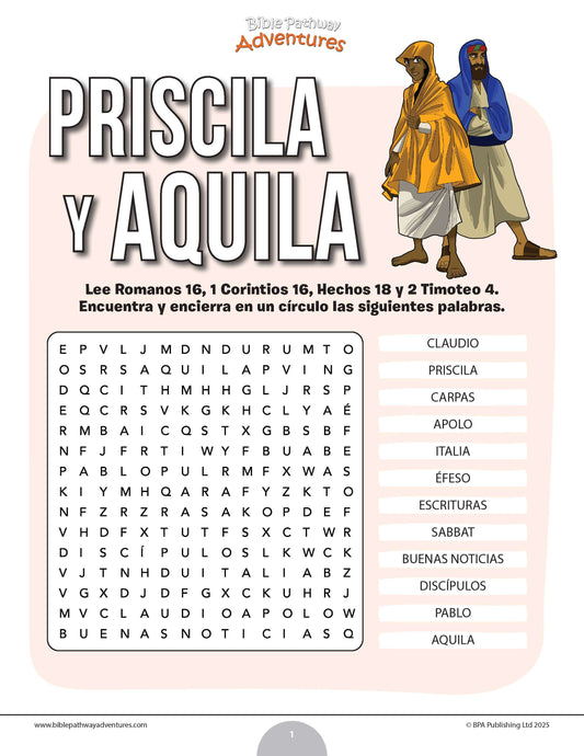 Sopa de letras de Priscila y Aquila (PDF)