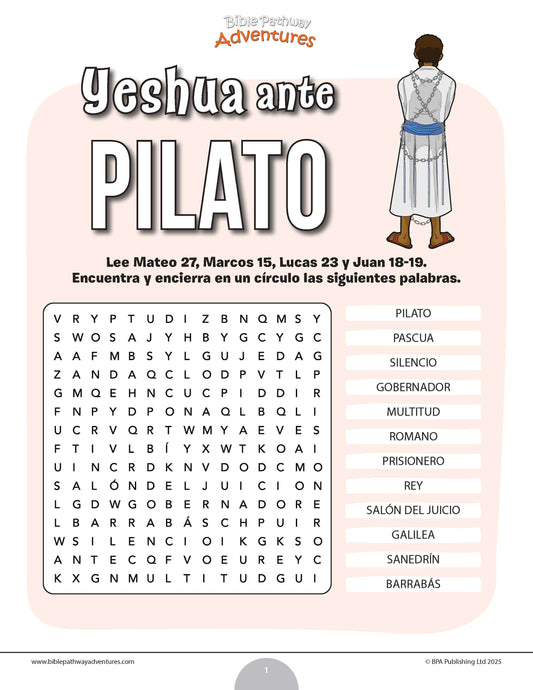 Sopa de letras de Yeshúa ante Pilato