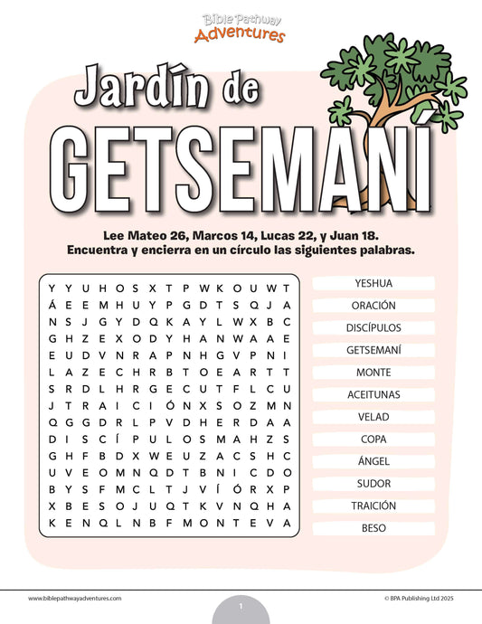 Sopa de letras del Jardín de Getsemaní
