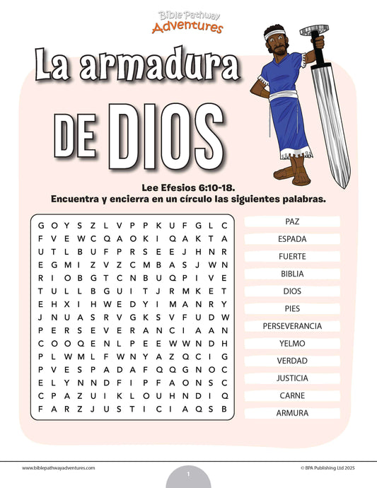 Sopa de letras de la Armadura de Dios