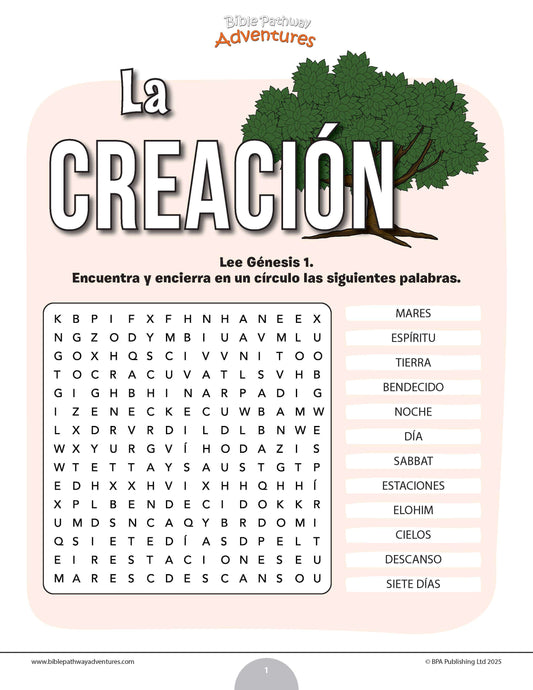 Sopa de letras de la Creación