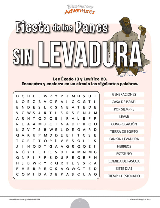 Sopa de letras de la Fiesta de los Panes sin Levadura