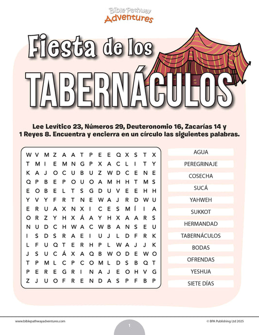 Sopa de letras de la Fiesta de los Tabernáculos