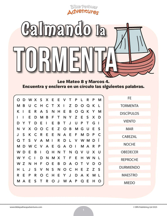 Sopa de letras de la calma de la tormenta