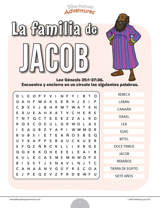 Sopa de letras de la familia de Jacob