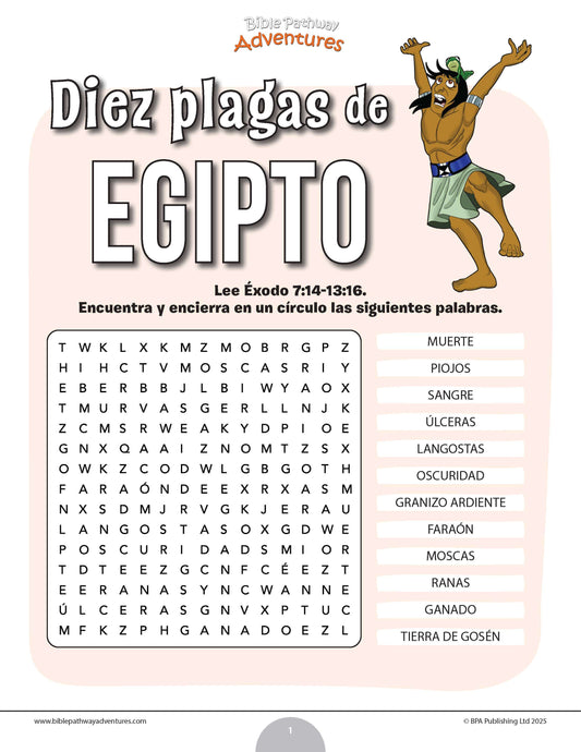 Sopa de letras de las diez plagas de Egipto