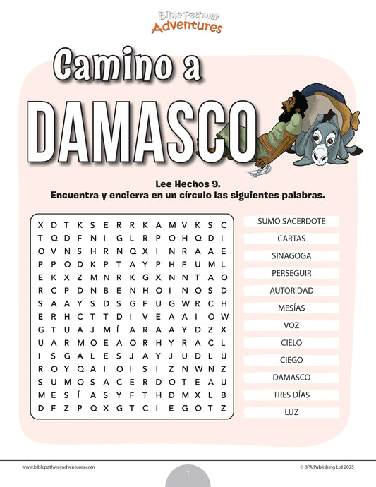 Sopa de letras del camino a Damasco