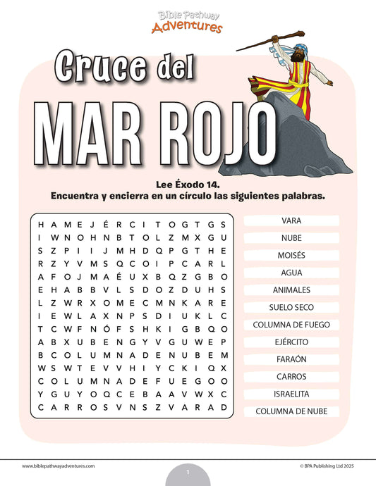 Sopa de letras del cruce del Mar Rojo 