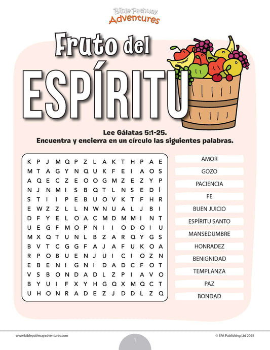 Sopa de letras del fruto del Espíritu