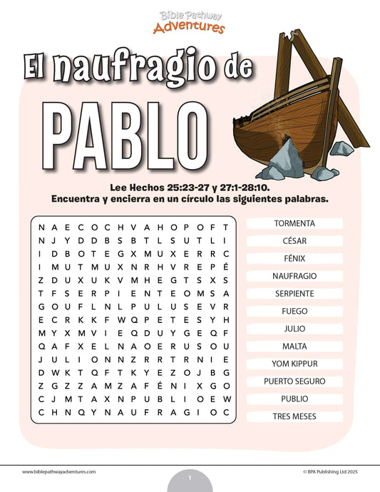 Sopa de letras del naufragio de Pablo