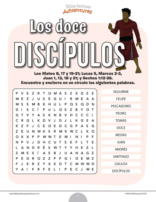 Sopa de letras de los doce discípulos 