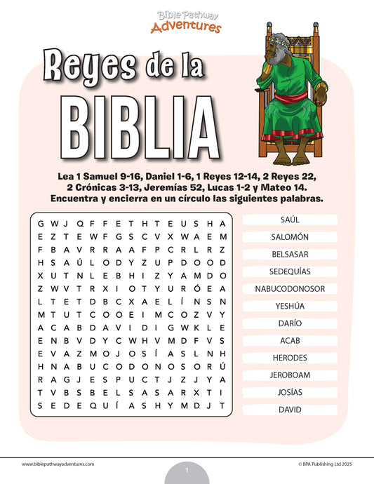 Sopa de letras de los reyes de la Biblia
