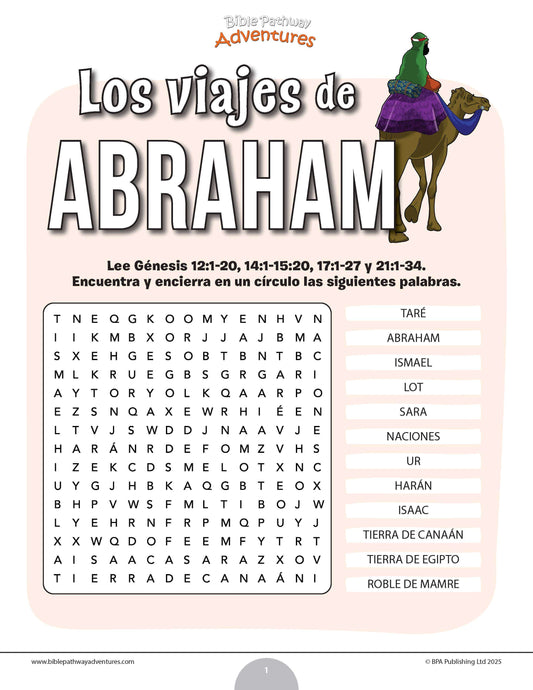 Sopa de letras de los viajes de Abraham