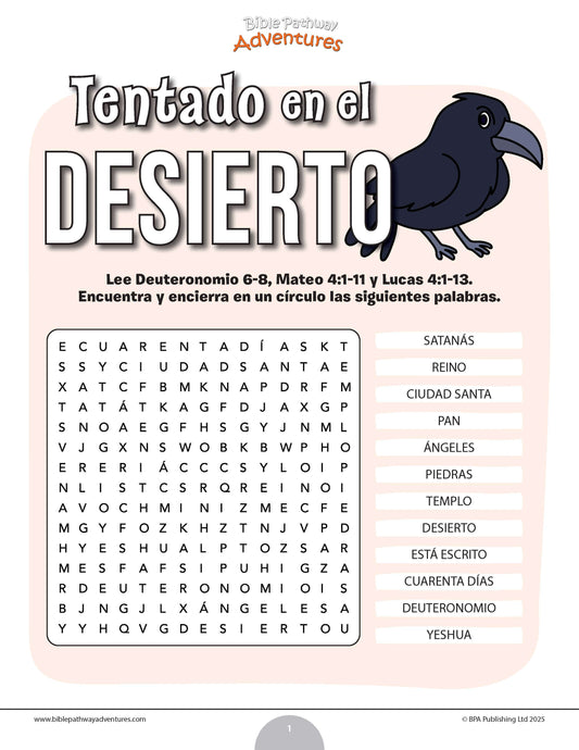 Sopa de letras de tentado en el desierto