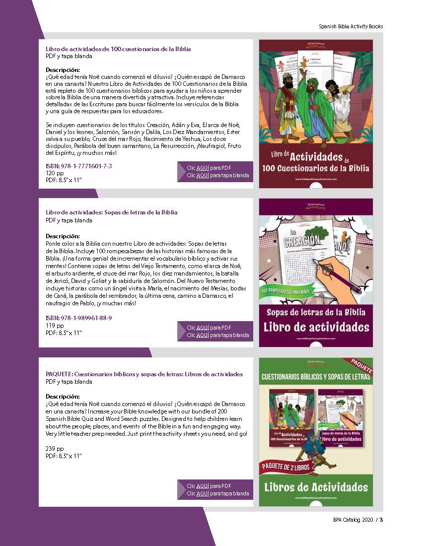 Bible Pathway Adventures Catálogo en español