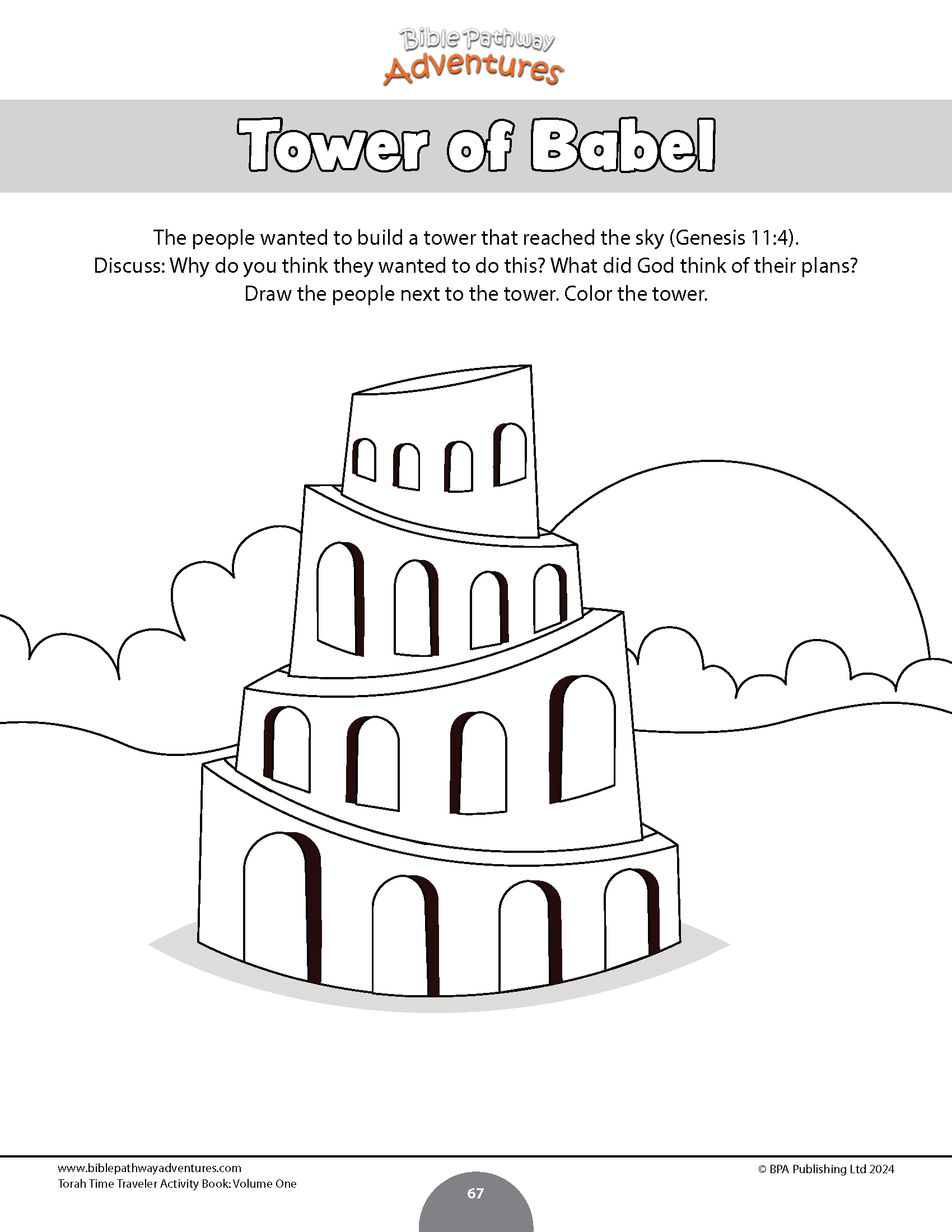 Tower of Babel coloring page for kid