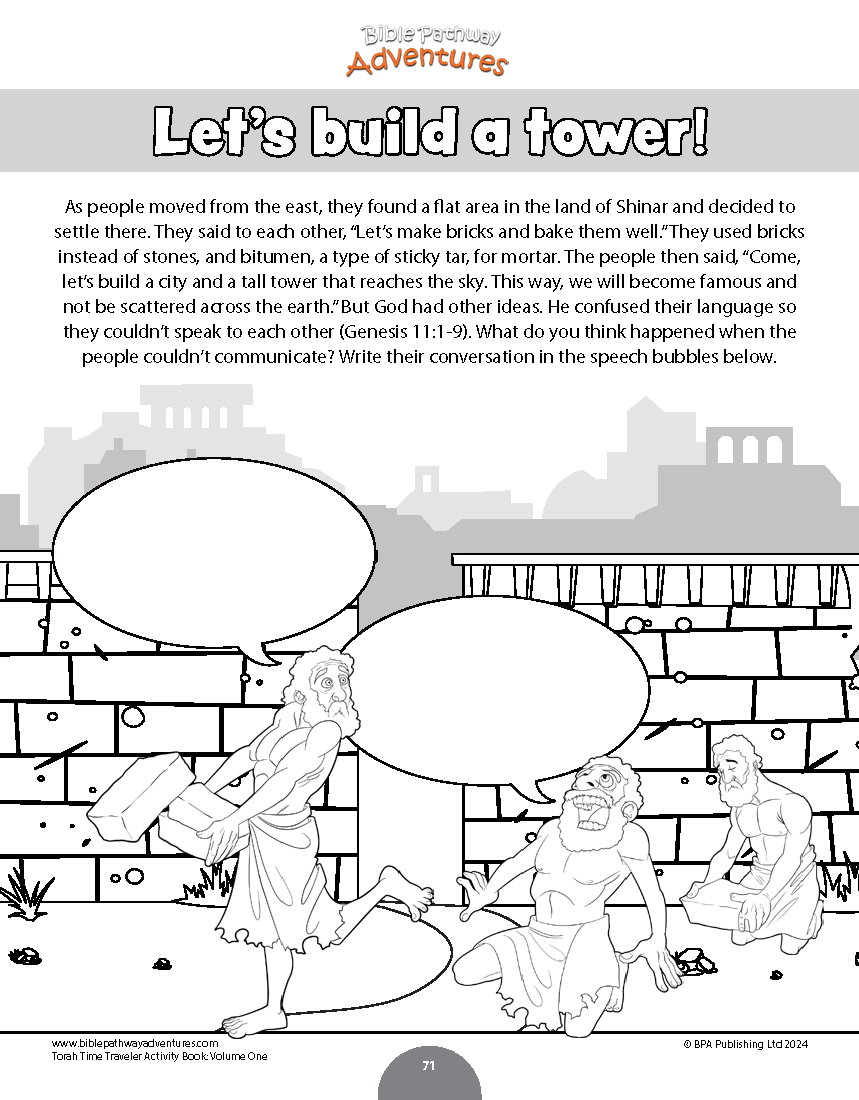 Tower of Babel torah activities for kids