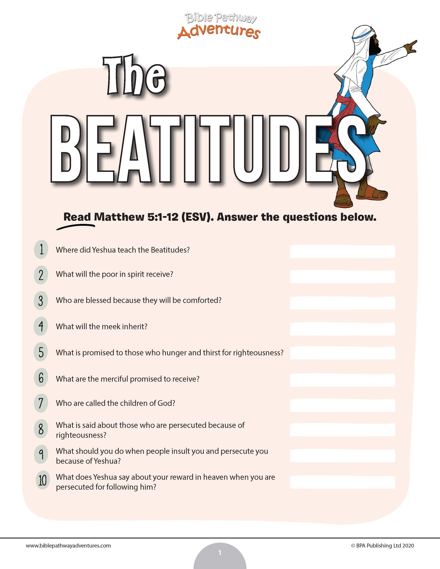 The Beatitudes quiz (PDF)