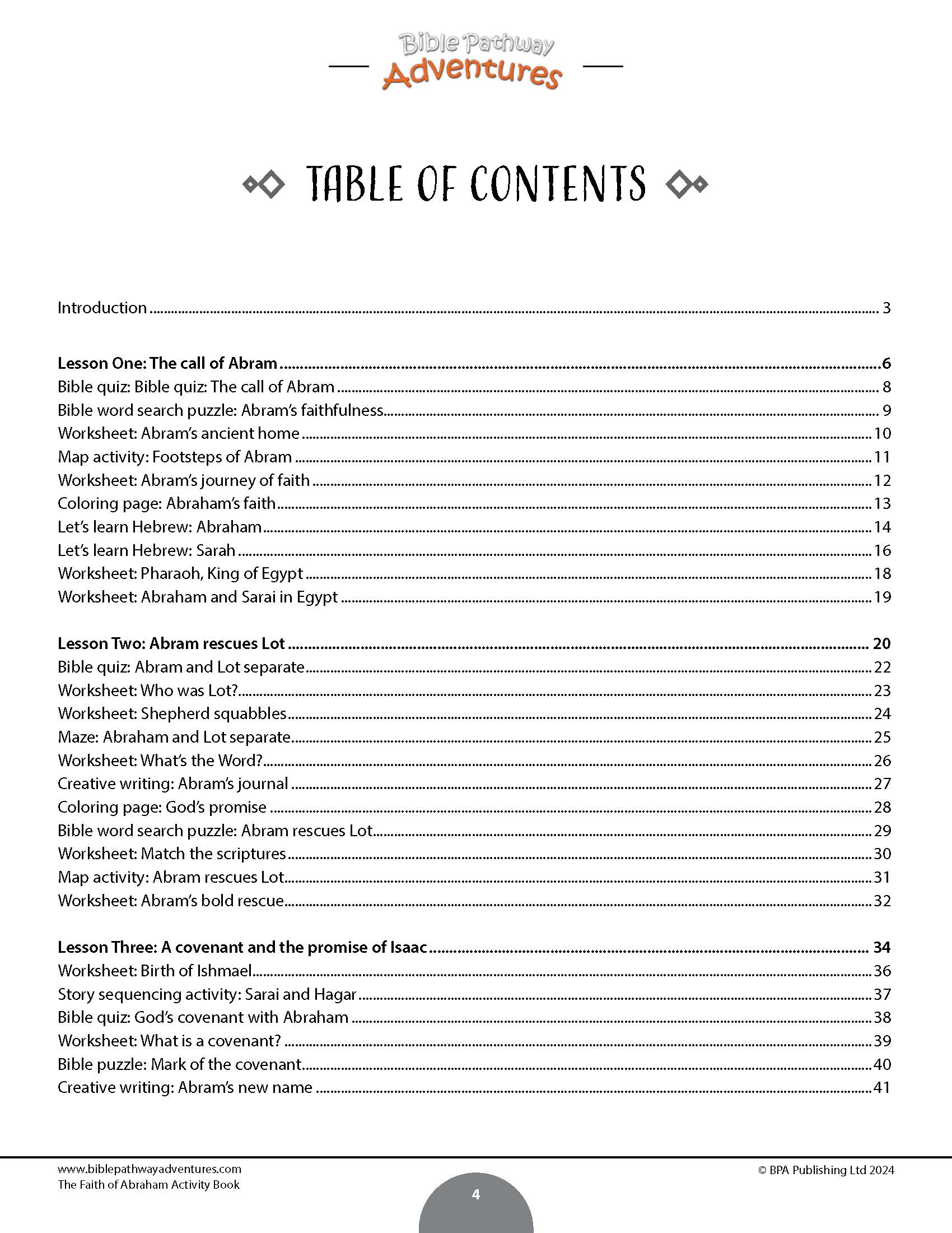 The Faith of Abraham Activity Book (PDF) – Bible Pathway Adventures