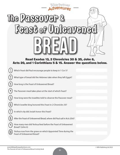 Passover & Feast of Unleavened Bread Activity Book (paperback)