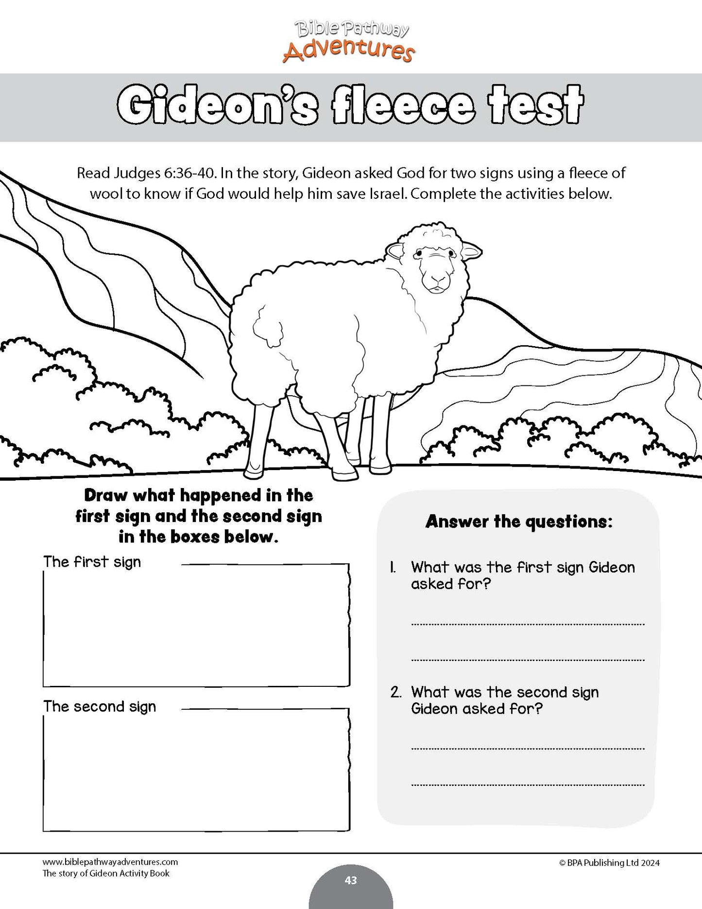 The Story of Gideon Activity Book (PDF)