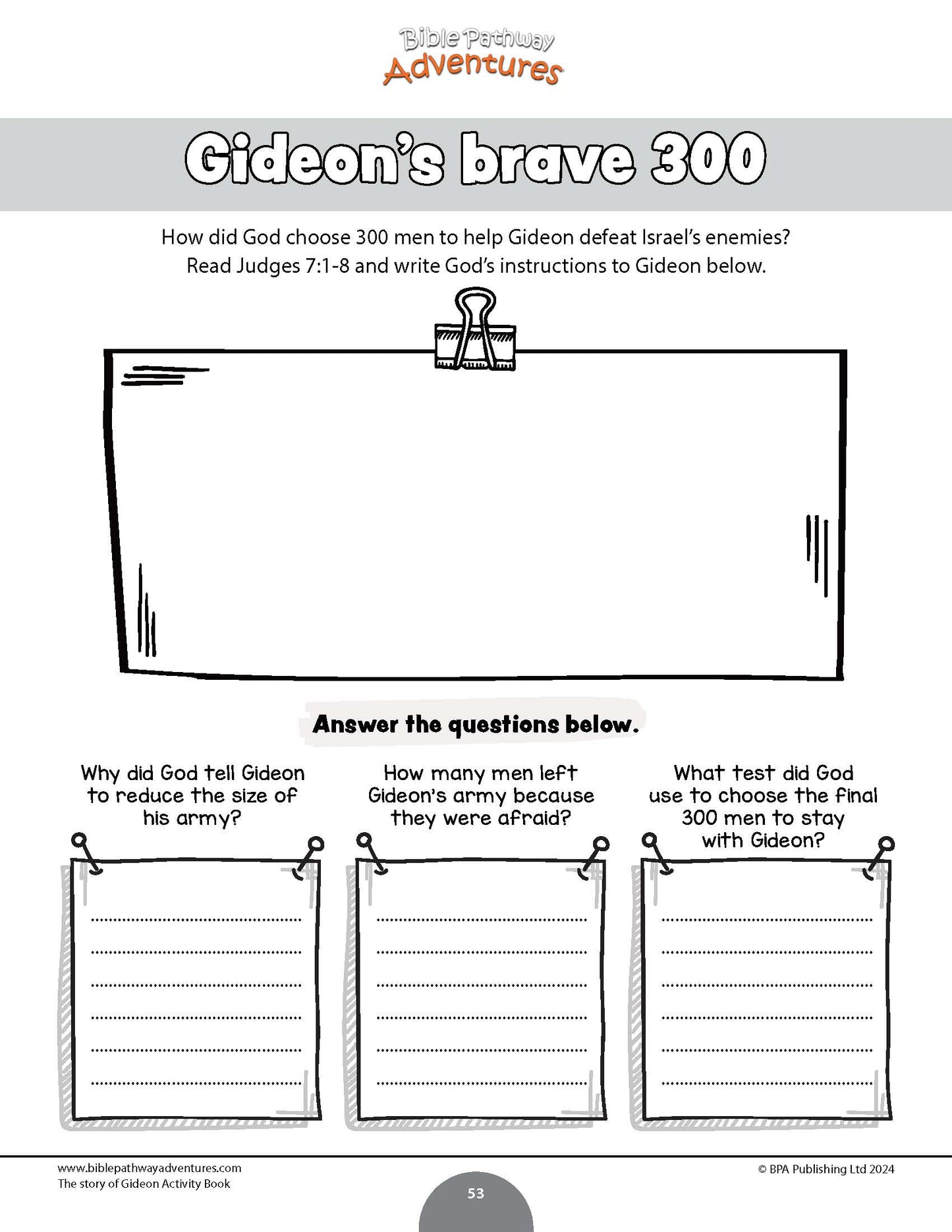 The Story of Gideon Activity Book (PDF)