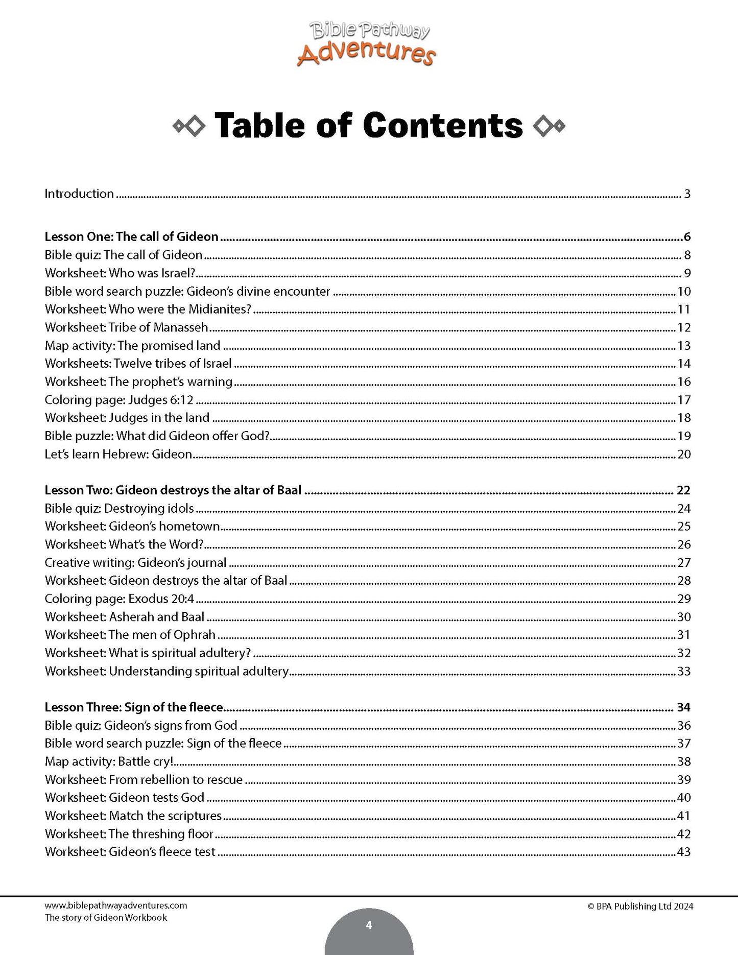 The Story of Gideon Workbook (PDF)