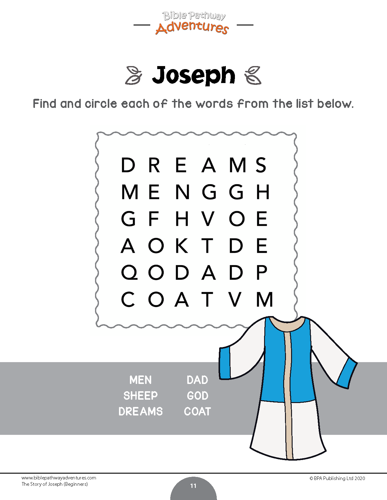 The story of Joseph Activity Book for Beginners