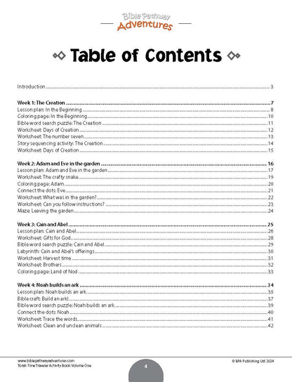 Torah Time Traveler Activity Book for Beginners: Volume 1 (PDF)
