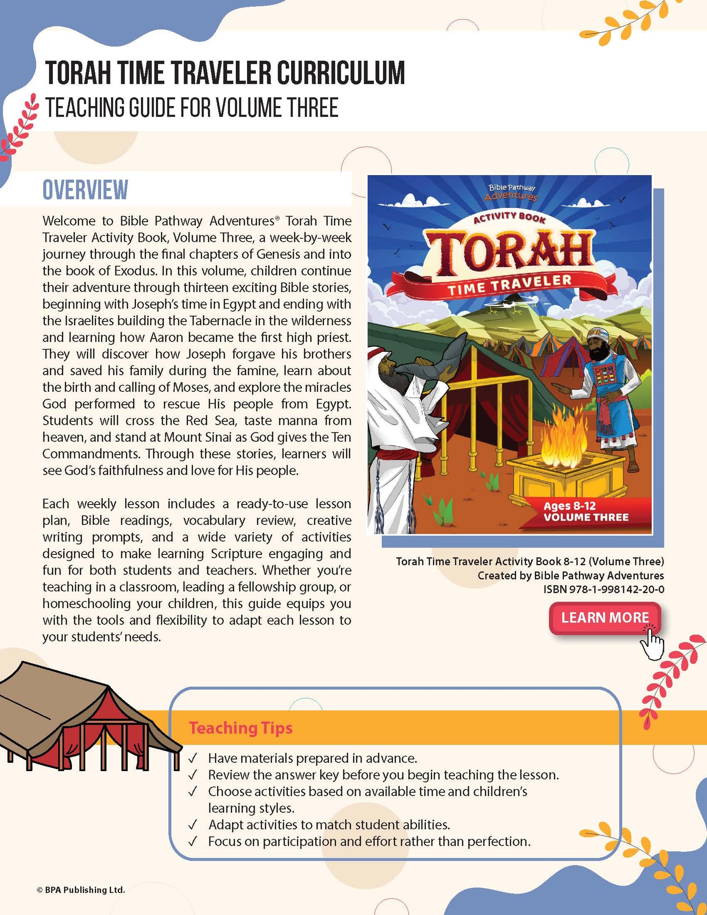 Torah Time Traveler Activity Book: Volume Three (PDF)