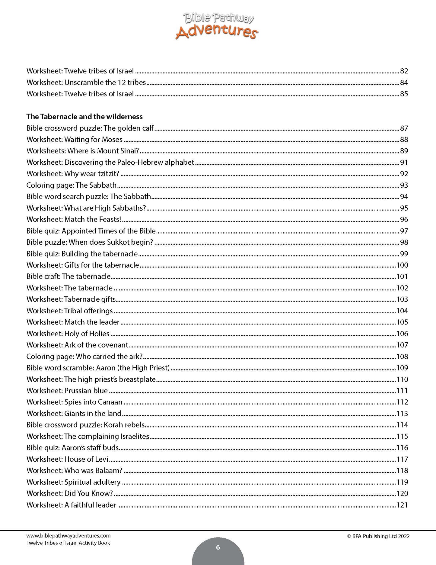 Twelve Tribes of Israel Activity Book (PDF)