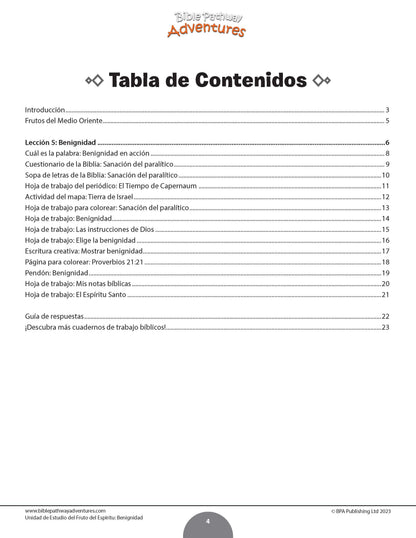 Unidad de estudio | Benignidad: Fruto del Espíritu (grados 3-6)