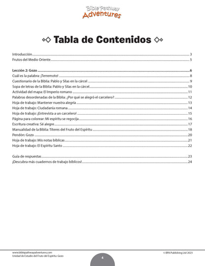 Unidad de estudio | Gozo: Fruto del Espíritu (grados 3-6)