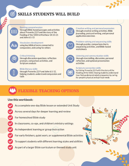 Compassion Bible Character Unit Study for Grades 3-6 | Feeding of the 5,000