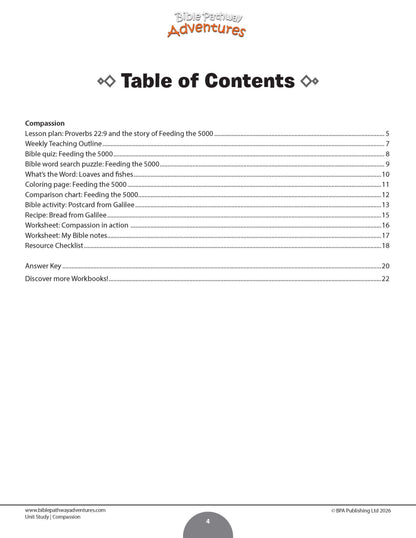 Compassion Bible Character Unit Study for Grades 3-6 | Feeding of the 5,000