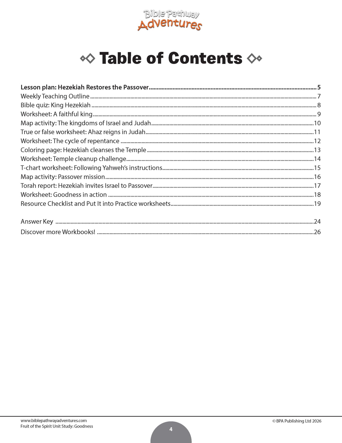 Goodness Fruit of the Spirit Bible Unit Study for Grades 3-6 | King Hezekiah