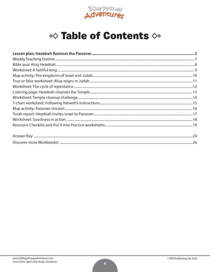 Goodness Fruit of the Spirit Bible Unit Study for Grades 3-6 | King Hezekiah
