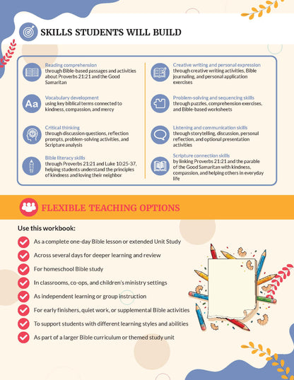 Kindness Bible Character Unit Study for Grades 3-6 | The Good Samaritan