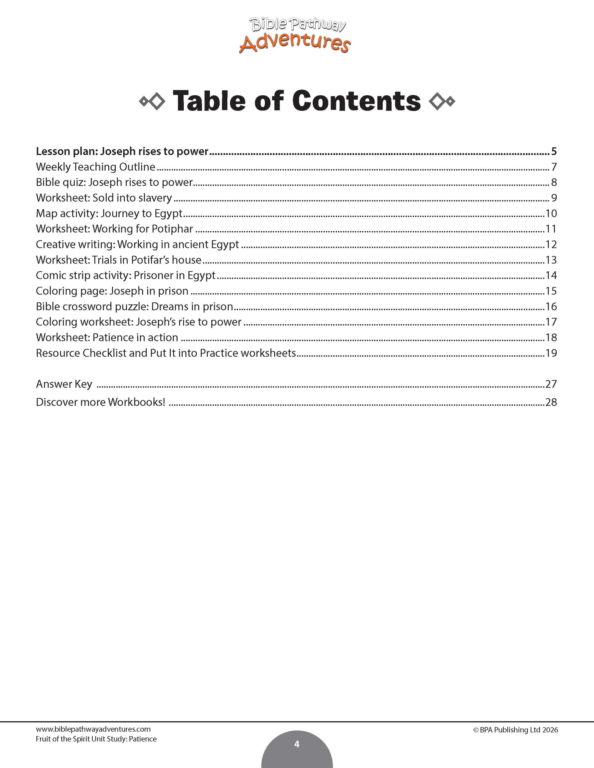 Table of contents for a educational resource titled 'Table of Contents'.