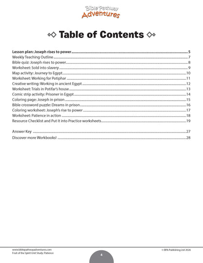 Table of contents for a educational resource titled 'Table of Contents'.