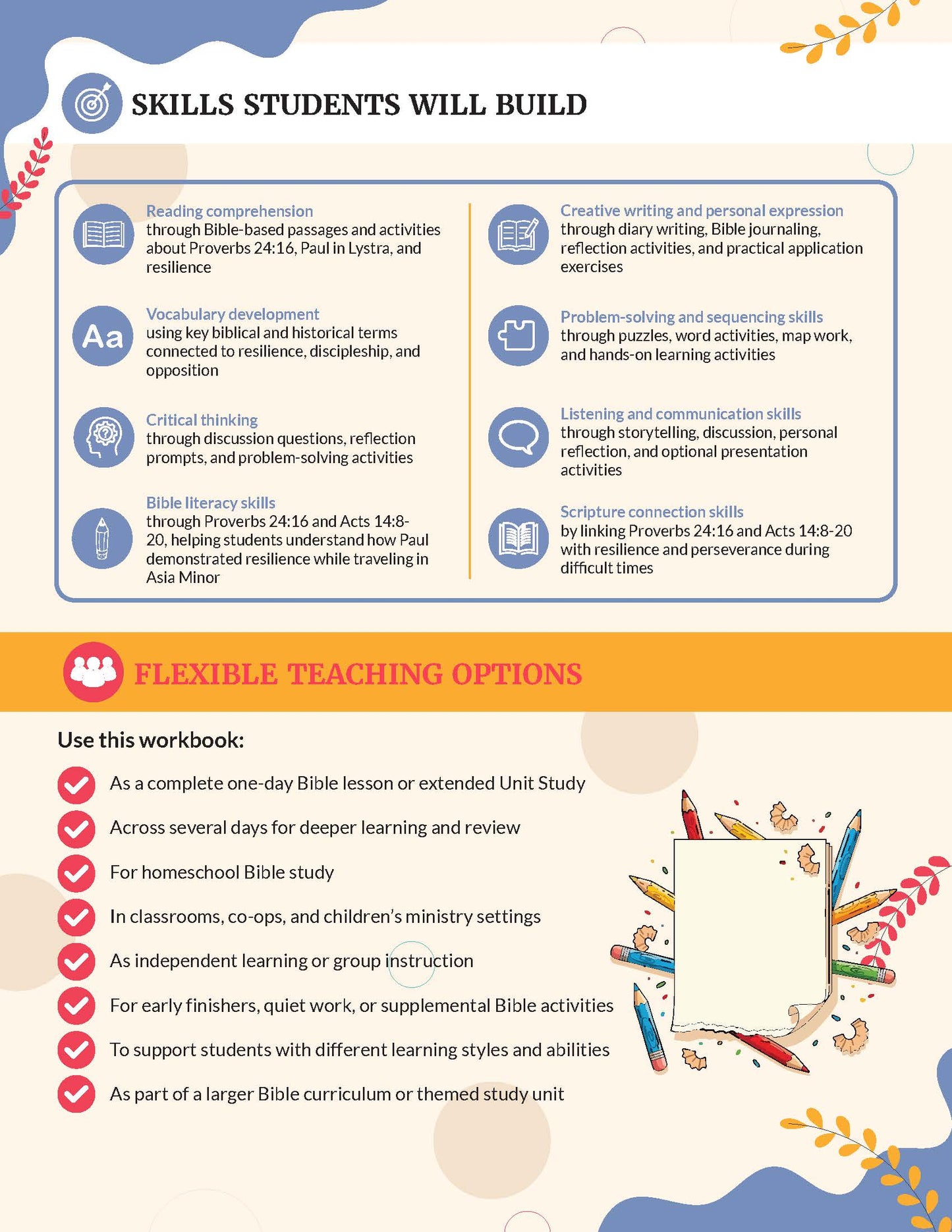 Resilience Bible Educational workbook with skills students will build and flexible teaching options.