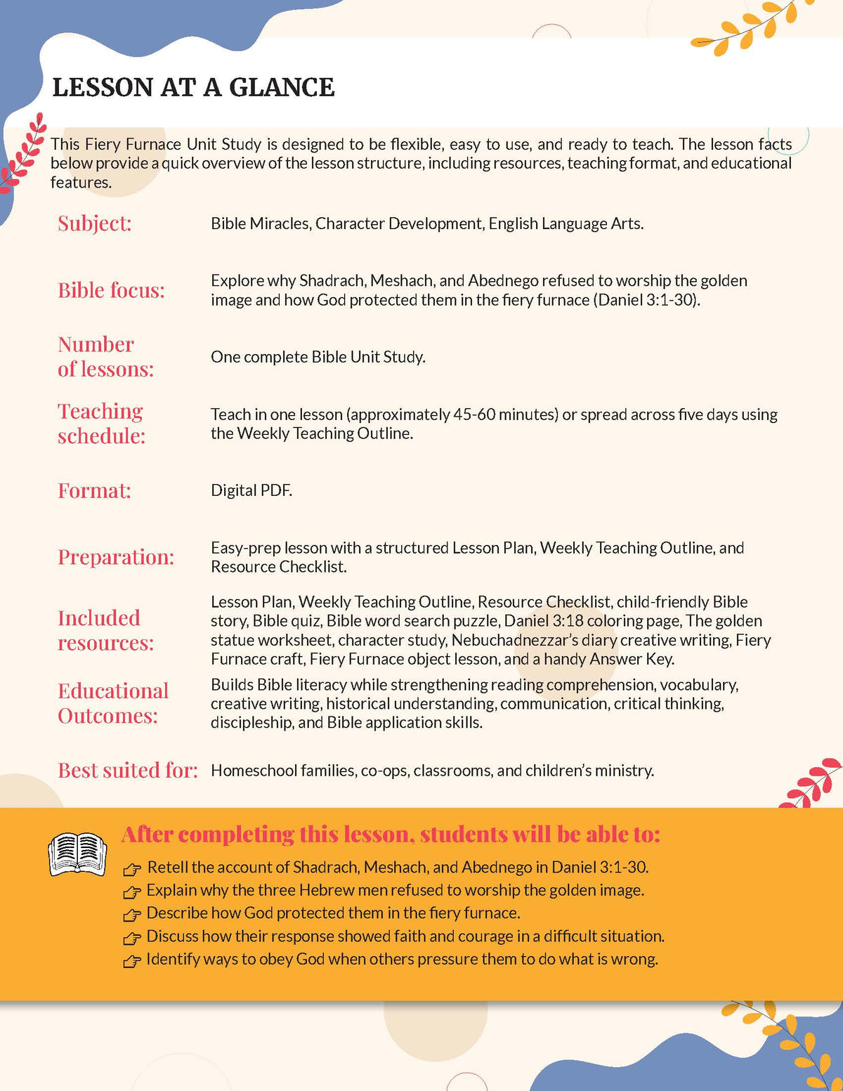 The Fiery Furnace Teaching Guide