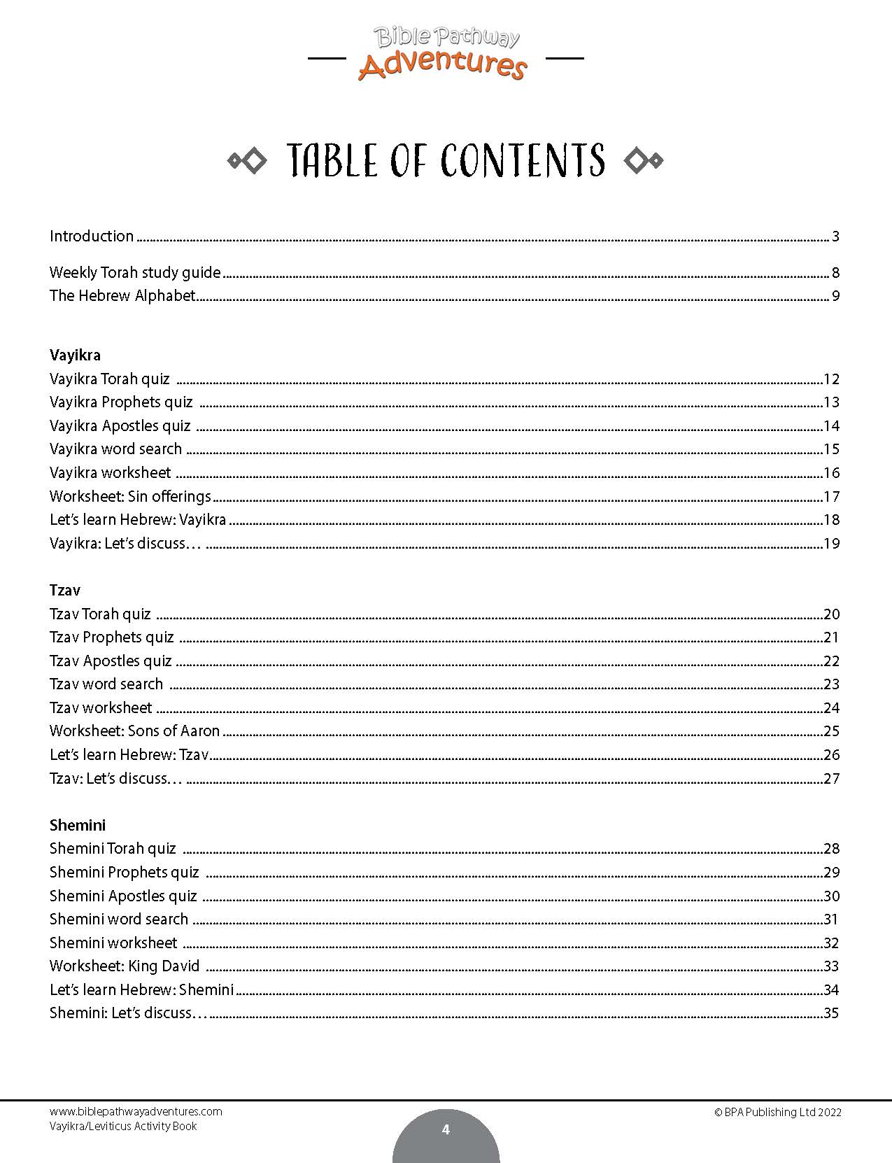 Libro de actividades de la porción de la Torá de Vayikra / Leviticus