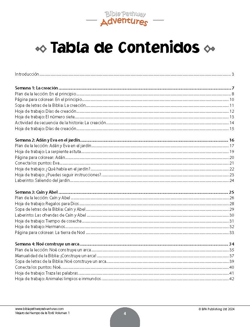 Viajero del tiempo de la Torá: Libro de actividades para principiantes - Volumen 1 (PDF)