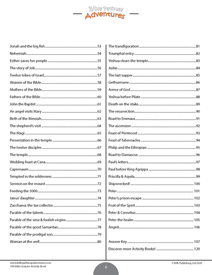 Libro de actividades de 100 cuestionarios bíblicos