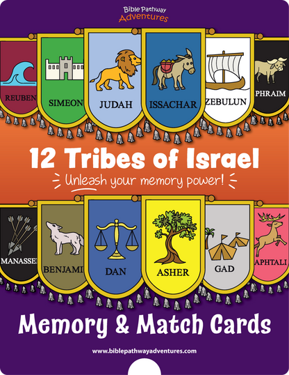 12 tarjetas de memoria y partido de las tribus de Israel