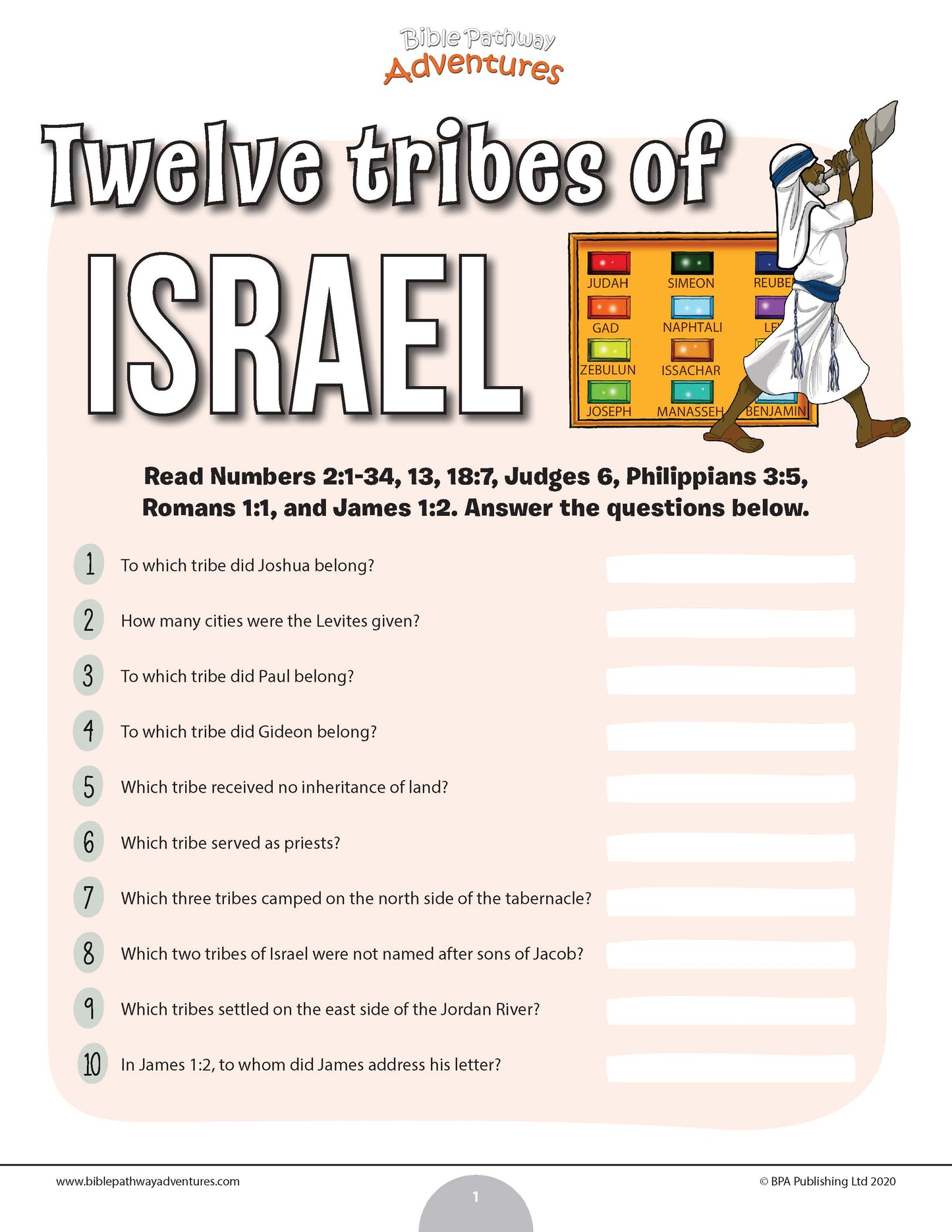 Twelve Tribes of Israel quiz (PDF)